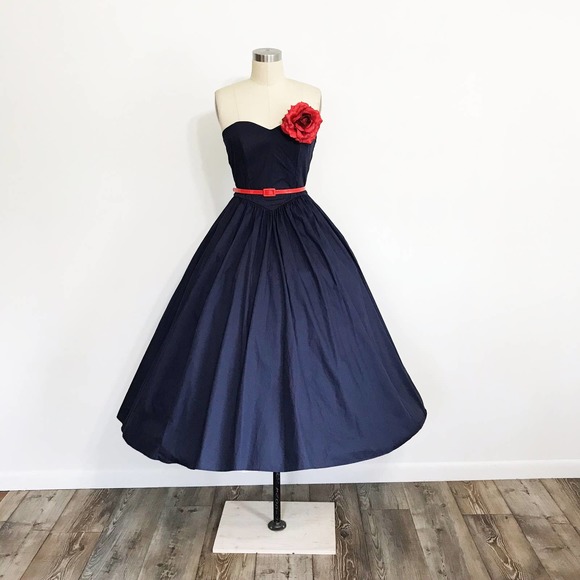 Laura Ashley Strapless Blue Dress - Picture 2 of 8